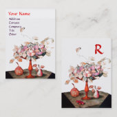 SAISON'S OBSTVASE, BLUME, BLÄTTER PEARS MONOGRAM VISITENKARTE (Vorne/Hinten)