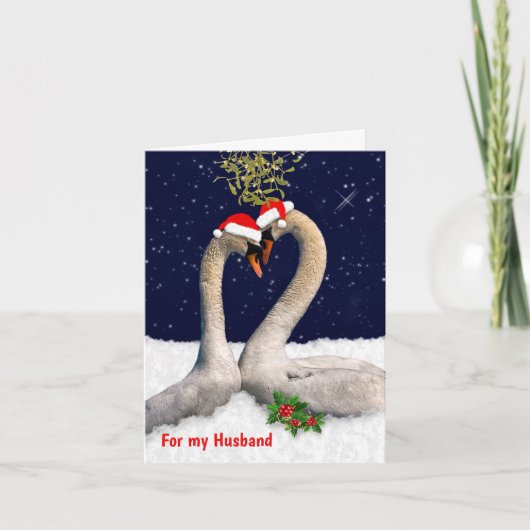 Saisonschwäne Weihnachtskarte HUSBAND Feiertagskarte (Vorderseite)