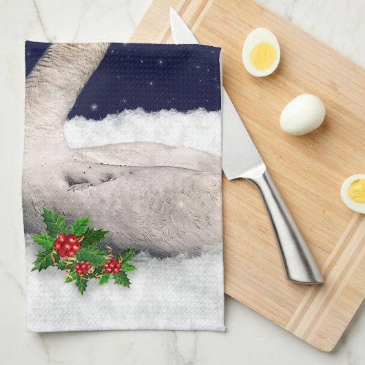 Saisonschwäne Weihnachtsküche Handtuch (Viertel Falte)