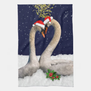 Saisonschwäne Weihnachtsküche Handtuch