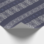 Saisonverzierungs-blauer silberner Kostüm-Gruß Geschenkpapier (Ecke)