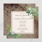 Saitenbeleuchtung Grünpflanzen Rustikales Brautpar Einladung (Vorne/Hinten)