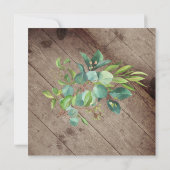 Saitenbeleuchtung Grünpflanzen Rustikales Brautpar Einladung (Rückseite)