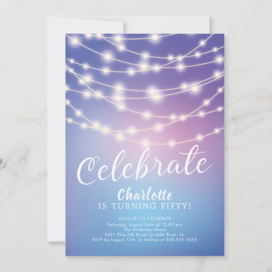 Saitenbeleuchtung zum Geburtstag Einladung (Vorderseite)