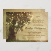Saitenleuchten alte Baum rustikale Hochzeitseinlad Einladung (Vorne/Hinten)