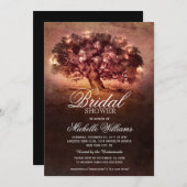 Saitenleuchten altes Eichenbaum rustikales Brautpa Einladung (Vorne/Hinten)