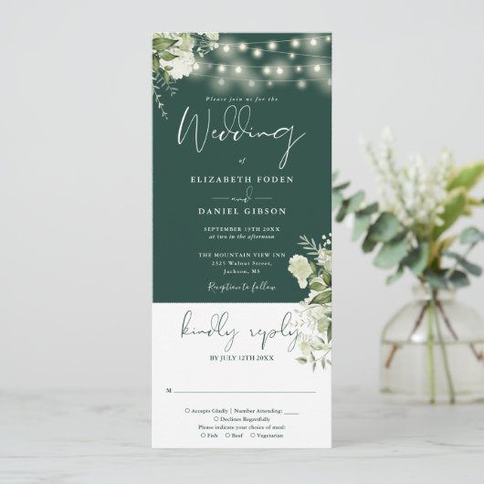 Saitenleuchten floraler Smaragd alles in einer Hoc Einladung (Stehend Vorderseite)