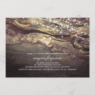 Saitenleuchten Herz Rustikales Brautparty Einladung