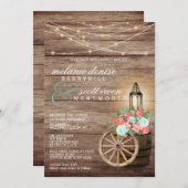 Saitenleuchten, Holzfass und Aquamarin, Korallenfi Einladung (Vorne/Hinten)