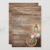 Saitenleuchten, Holzfass und Aquamarin, Korallenfi Einladung (Vorne/Hinten)