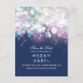 Saitenleuchten marinieren Save the Date rustikal Ankündigungspostkarte (Vorderseite)