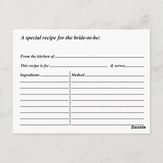 Saitenleuchten, rustikales Brautparty Rezept Postkarte (Rückseite)