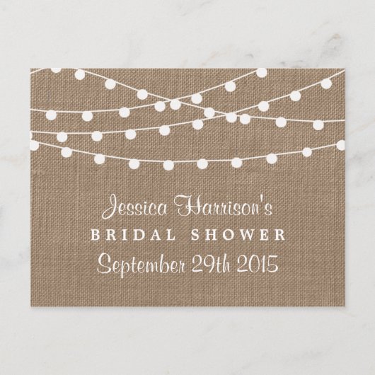 Saitenleuchten, rustikales Brautparty Rezept Postkarte (Vorderseite)