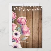 Saitenleuchten und Blume Rustikales Stallholz Einladung (Rückseite)