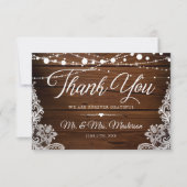 Saitenleuchten und Spitzenholzhochzeiten Dankeskarte (Vorderseite)