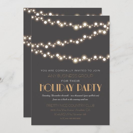 Saitenlicht Einladungen für Feiertage in Unternehm (Vorne/Hinten)