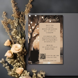 Saitenlichter auf einer romantischen Hochzeit mit  Begleitkarte