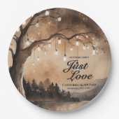 Saitenlichter auf einer romantischen Hochzeit mit Pappteller (Vorderseite)