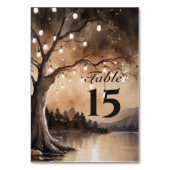 Saitenlichter auf einer romantischen Hochzeit mit Tischnummer (Vorderseite)