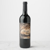 Saitenlichter auf einer romantischen Hochzeit mit Weinetikett (Vorderseite)