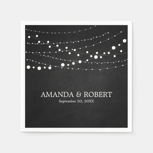 Saitenlichter auf rustikaler Chalk-Hochzeit Serviette (Vorderseite)