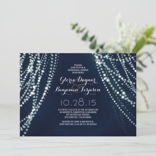 Saitenlichter Chic Probe Dinner Einladungen (Stehend Vorderseite)