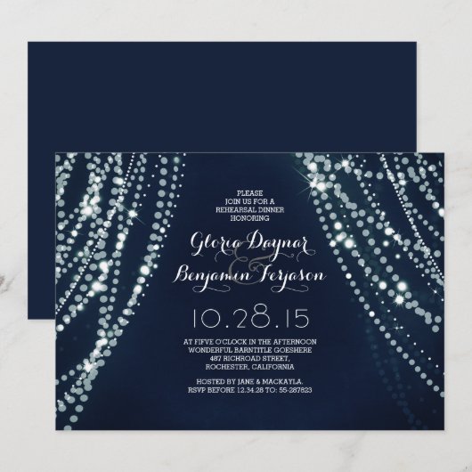 Saitenlichter Chic Probe Dinner Einladungen (Vorne/Hinten)