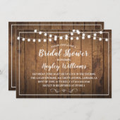 Saitenlichter Holz Rustikales Brautparty Einladung (Vorne/Hinten)