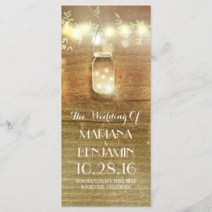 Saitenlichter Masson Glas rustikale Hochzeitsprogr Programm