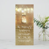 Saitenlichter Masson Glas rustikale Hochzeitsprogr Programm (Stehend Vorderseite)