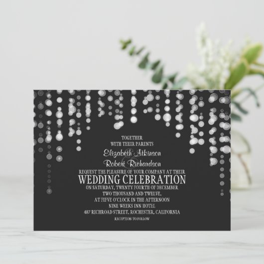 Saitenlichter Moderne Hochzeitseinladung Einladung (Stehend Vorderseite)