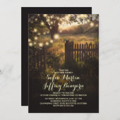 Saitenlichter rustikale Hochzeitseinladung Einladung (Vorne/Hinten)