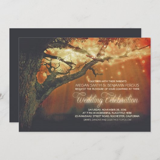 Saitenlichter Rustikaler Wald Einladung zur Hochze (Vorne/Hinten)