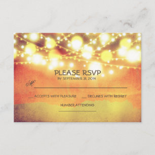 Saitenlichter strahlen rustikale Hochzeit RSVP Karte