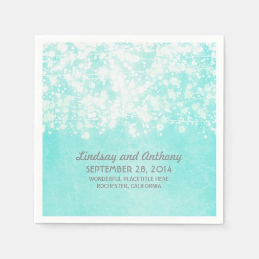 Saitenlichter Vintage blaue Hochzeit Serviette (Vorderseite)