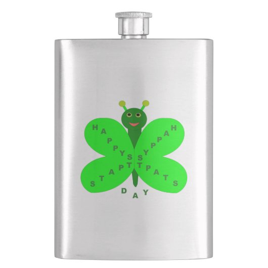 Saitn Patrick's Day Butterfly Flask Flachmann (Vorderseite)