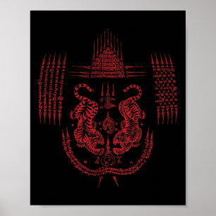 Sak Yant Muay Thai Kickboxen Tattoo asiatische Kul Poster