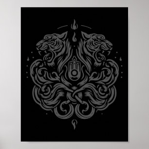 Sak Yant Muay Thai Kunst Tattoo Doppelter Tiger Ki Poster