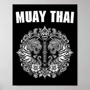 Sak Yant Muay Thai Kunst Tattoo Doppelter Tiger Ki Poster