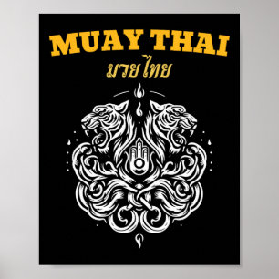 Sak Yant Muay Thai Kunst Tattoo Doppelter Tiger Ki Poster