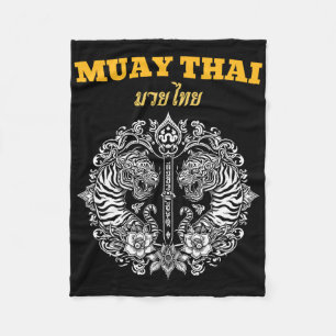 Sak Yant Muay Thai Kunst Tattoo Zwillingstiger Kic Fleecedecke