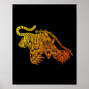 Sak Yant Muay Thai Tattoo Braver Tiger Kickboxen T Poster
