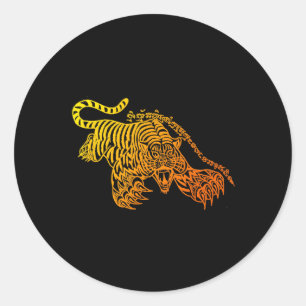 Sak Yant Muay Thai Tattoo Braver Tiger Kickboxen T Runder Aufkleber