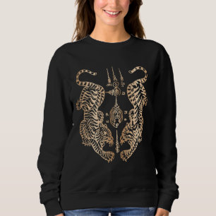 Sak Yant Thai Tattoo Twin Tiger Muay Magical Thail Sweatshirt
