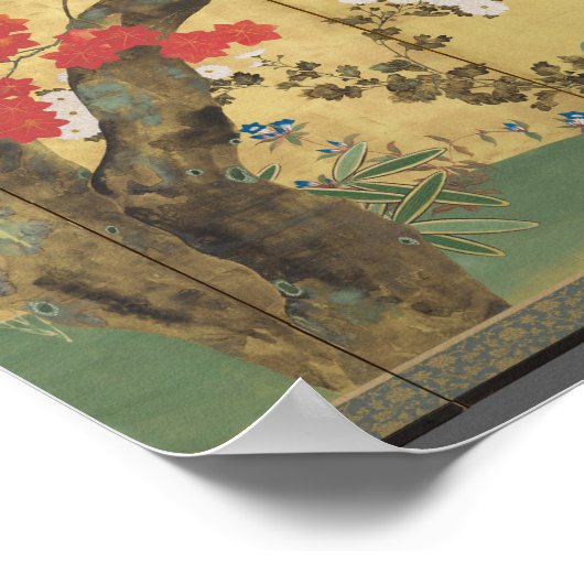 Sakai Hōitsu Screen - Kirsche und Ahornbäume Poster (Ecke)
