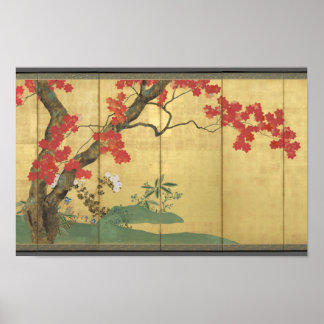 Sakai Hōitsu Screen - Kirsche und Ahornbäume Poster