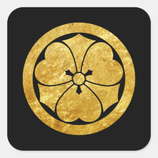 Sakai Mon Japanisch Samurai Imitate Gold auf schwa Quadratischer Aufkleber