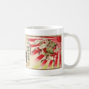 Sake für einen Samurai Vintage-Holzschnitt Kaffeetasse