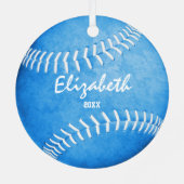 Sake Sportgeschenke Mädchen blau Softball Ornament Aus Metall (Rückseite)