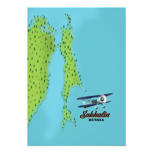 Sakhalin Russland Vintage Reiseplakatkarte Fotodruck